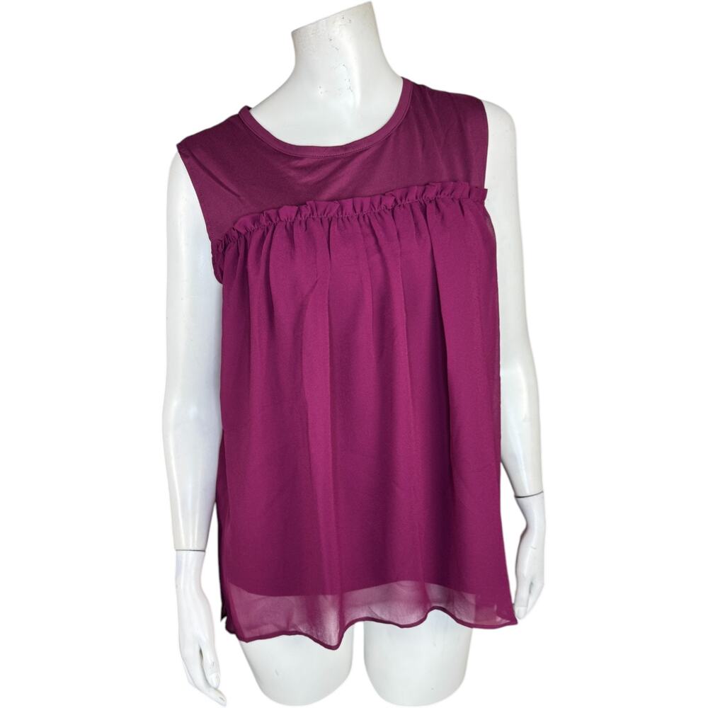 C. Wonder Purple Ruffle Sleeveless Blouse 100%‎ Polyester Medium NWT